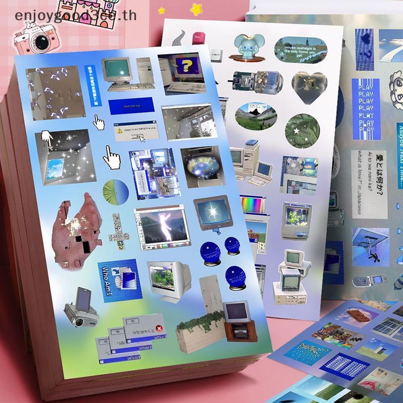 L&Z 8/16 แผ่น DIY ตกแต่ง Y2k Gen Z Electronic Memories Style Retro Dreamcore Collages Jourals ไดอารี