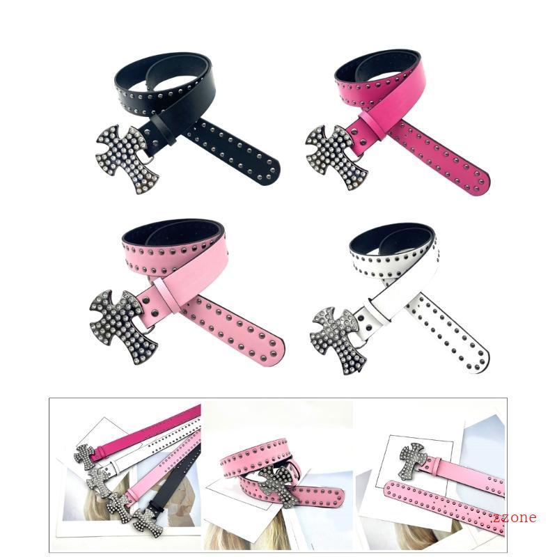 Zzz 2025 Crossed Buckle เข็มขัด 90s เอวตกแต่งเอวเครื่องประดับ Gothic Girdle