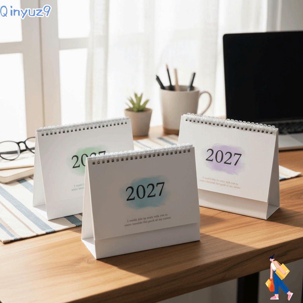 ฉียูซ9 2027 ปฏิทินตั้งโต๊ะ, กระดาษขดลวดโลหะยืนพลิกปฏิทิน, หน้าพลิกสร้างสรรค์ยืนออกแบบตารางรายเดือนวางแผนวางแผนกําหนด