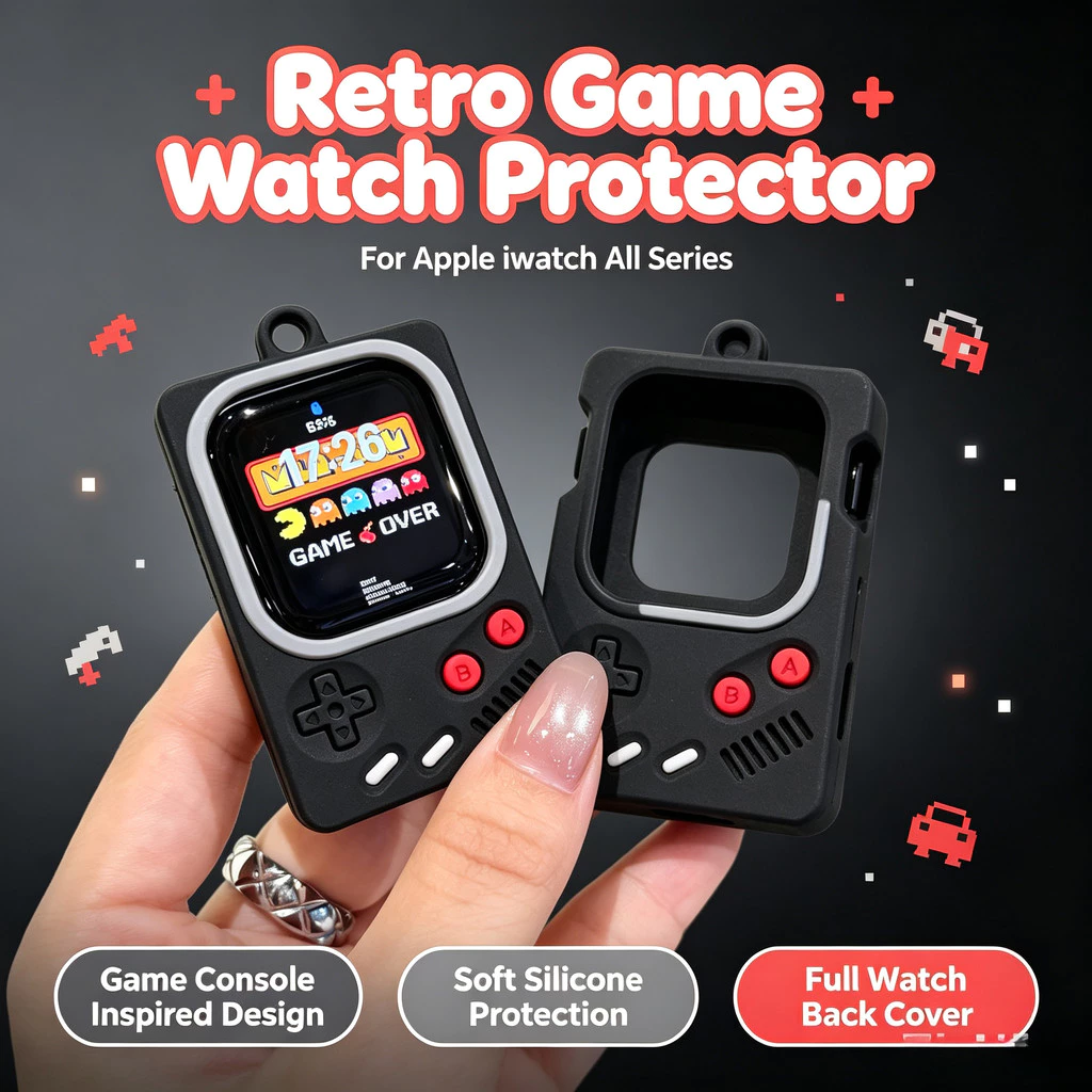 การ์ตูนเกมคอนโซลซิลิโคนนุ่มสําหรับ แอปเปิล ฉันดู ชุด พิเศษ iWatch Series Ultra 11 10 9 8 7 6 SE 5 4 3 2 42 มม.49 มม.46 มม.41 มม.45 มม.40 มม.44 มม.38 ไนลอนคอแขวนยาวเชือกตกแต่งอุปกรณ์เสริม