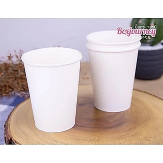 Boxjourney [50ใบ] แก้วกาแฟกระดาษ 6.5 oz ไม่มีหู/มีหู ขาว/พิมพ์ลาย