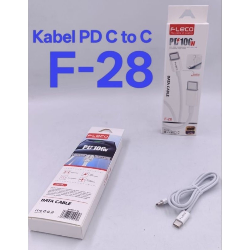 [ ACCHP2 ]- TYPE-C TO TYPE-C DATA CABLE FLECO F28 PD C TO C FAST CHARGING สีขาว รับประกัน 1 เมตร