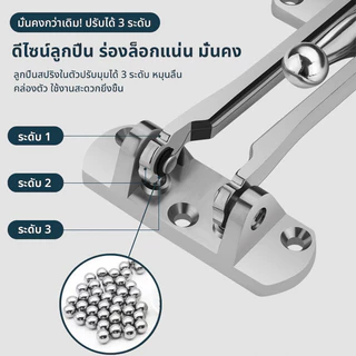 กลอนล็อคประตู สแตนเลส ตัวล็อคประตู Door Guard กันงัด ชุบนิเกิ้ล พร้อมอุปกรณ์ติดตั้ง แข็งแรง ทนสนิม