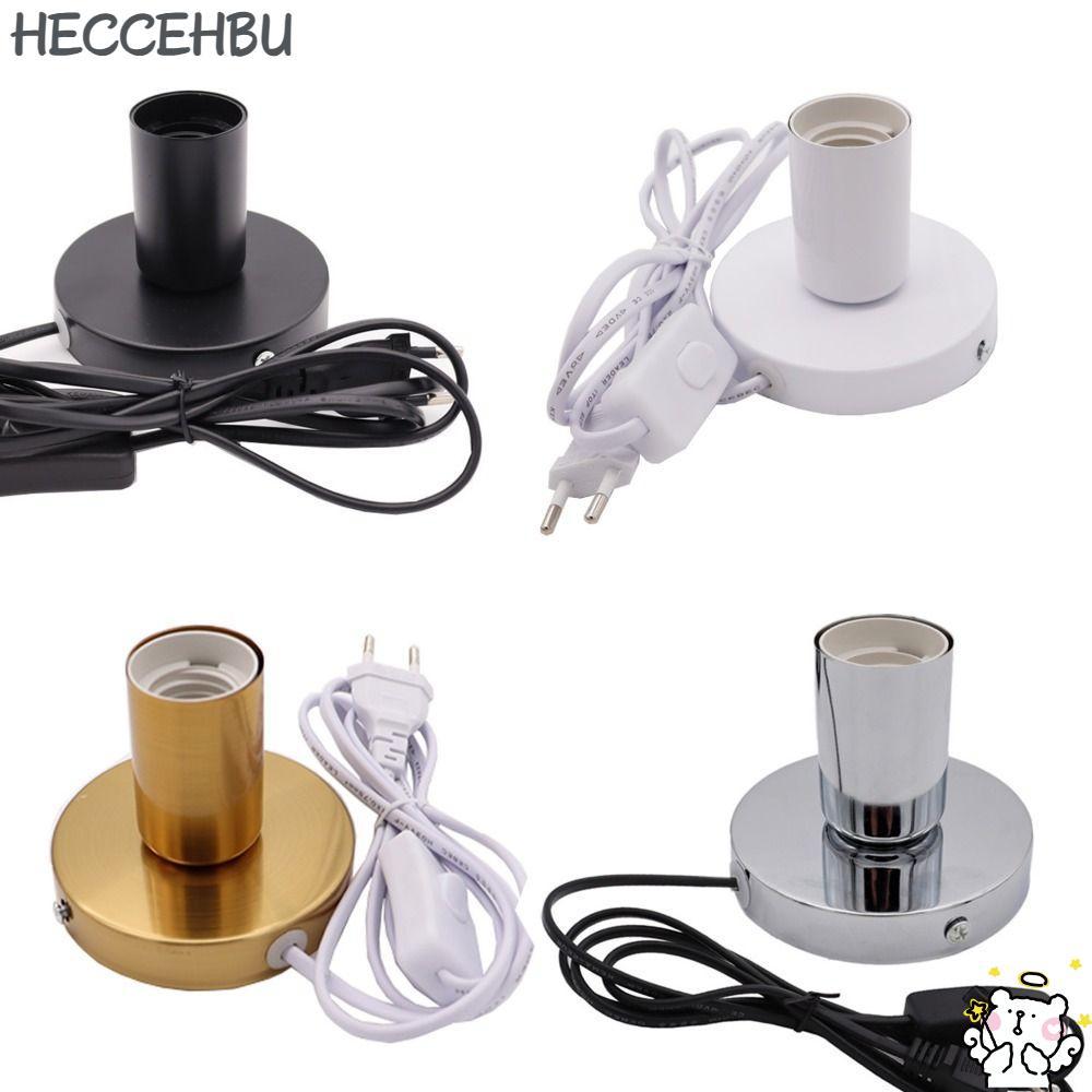 HECCEH31 E27 ผู้ถือโคมไฟ EU ปลั๊กโลหะขัดเงา Vintage Retro จี้หลอดไฟซ็อกเก็ต