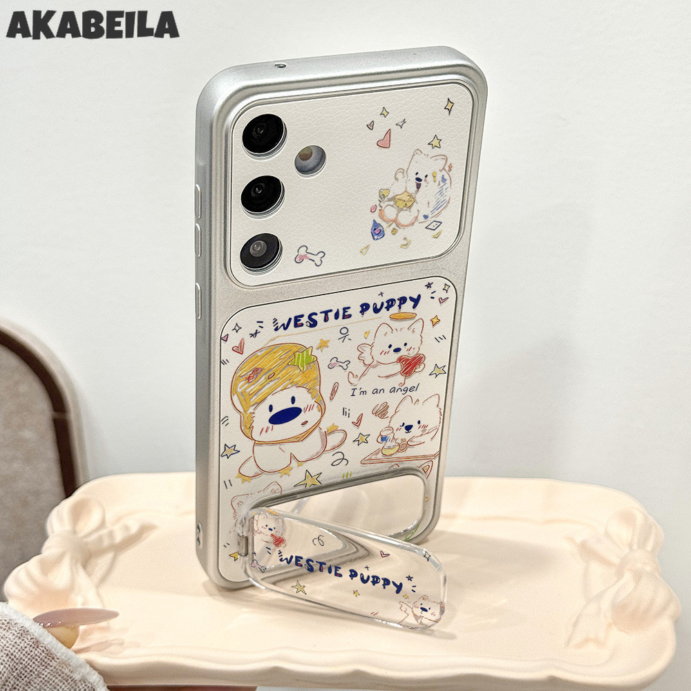 ลูกสุนัข เคสโทรศัพท์สำหรับSamsung A57 A37 A17 A07 A56 A36 A54 A15 A14 A06 S24 S25 S26 Ultraเคสพร้อมสายคล้องและที่ยึดจับ