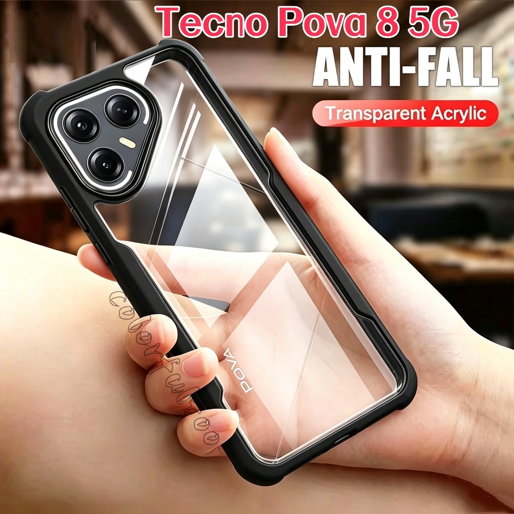 Tecno Pova 8 5G 2026 สําหรับ Tecno Pova 8 7 Ultra 7Ultra Pova7/8 5G 4G อะคริลิคโปร่งใส TPU กันชนซิลิโคนนุ่มกรณี Ultra Thin กล้องปกป้องกันกระแทกปกหลัง