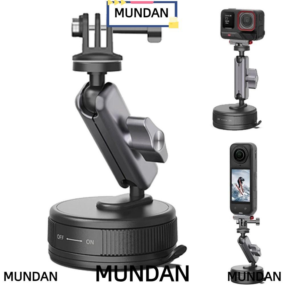 MUNDAN ถ้วยดูด Car Mount, ABS ปรับกล้อง Car Mount, Stable สีดําอลูมิเนียมกีฬากล้องสําหรับ Insta360 X