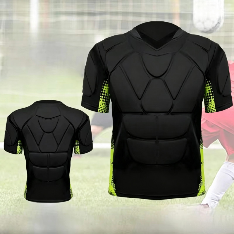 เสื้อกีฬาป้องกันแขนสั้นฟุตบอลผู้รักษาประตูการฝึกอบรมยามหน้าอกฮ็อกกี้น้ําแข็งเครื่องแบบรักบี้