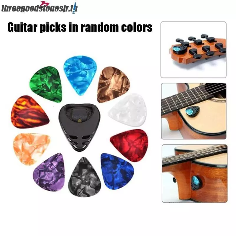 TGST 10 ชิ้น Plectrums 1 Pi ผู้ถือไฟฟ้าCelluloid กีตาร์อะคูสติก Pis สีสัน JR
