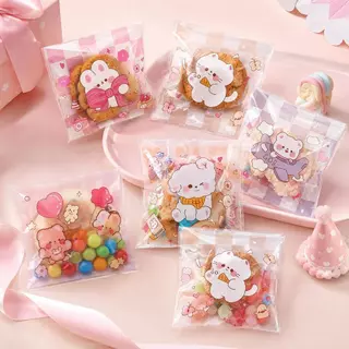 ถุงฝากาว 7×7+3 ซม. 100 ใบ/แพ็ค ถุงคุกกี้ ถุงเบเกอรี่ลายน่ารัก ถุงใส่ขนม ลูกอม ของชำร่วย DIY COD