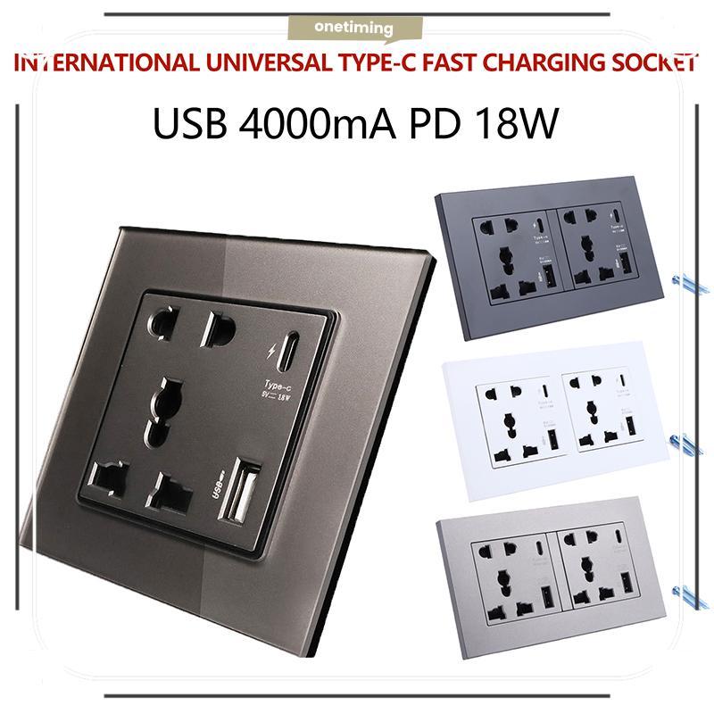 Onetimingsuper5p Type C USB Wall Outlet 4000mA, แผงปลั๊กไฟแบบฝังสําหรับ Home Office PER