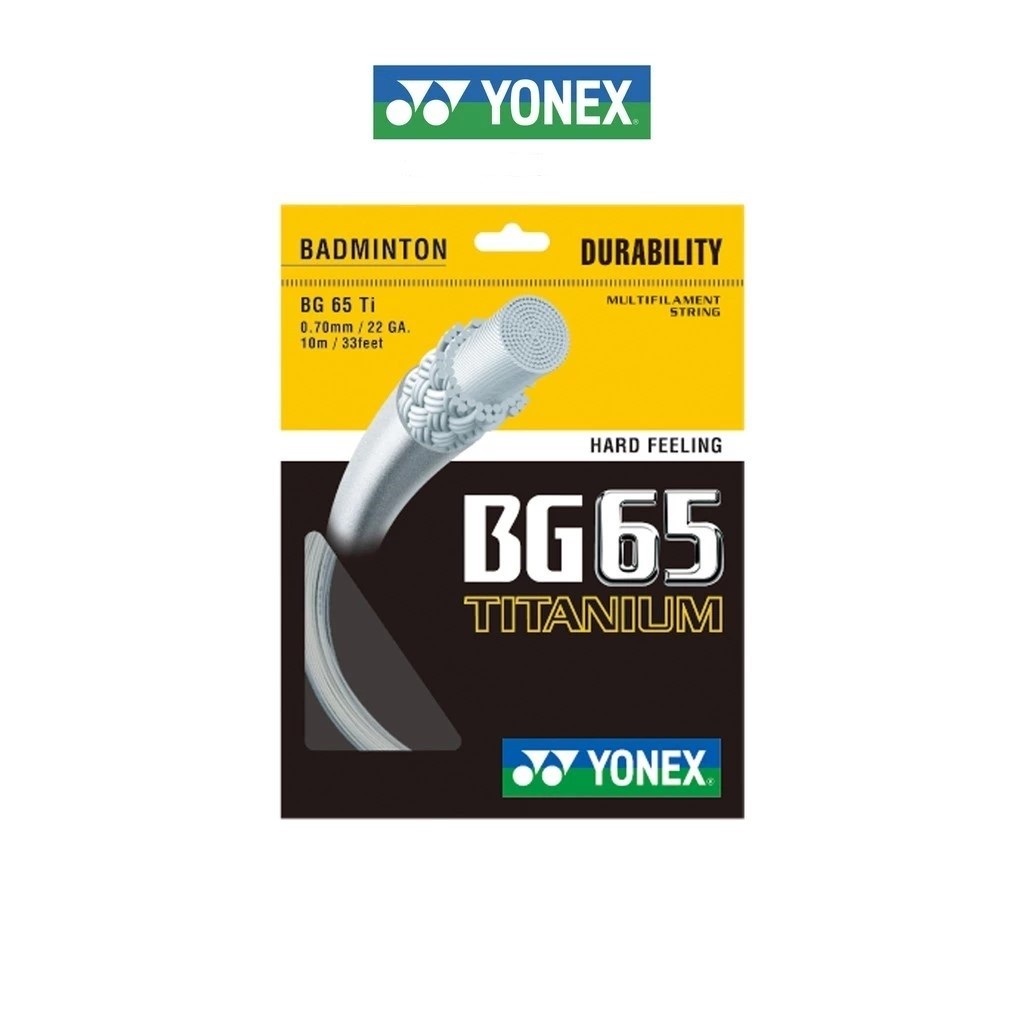 Yonex BG65Ti เอ็นแบดมินตัน เส้นใยถักพิเศษขนาด 0.70 มม. ผลิตที่ประเทศญี่ป่น เส้นใยถักเคลือบด้วยสาร Titanium Hydride