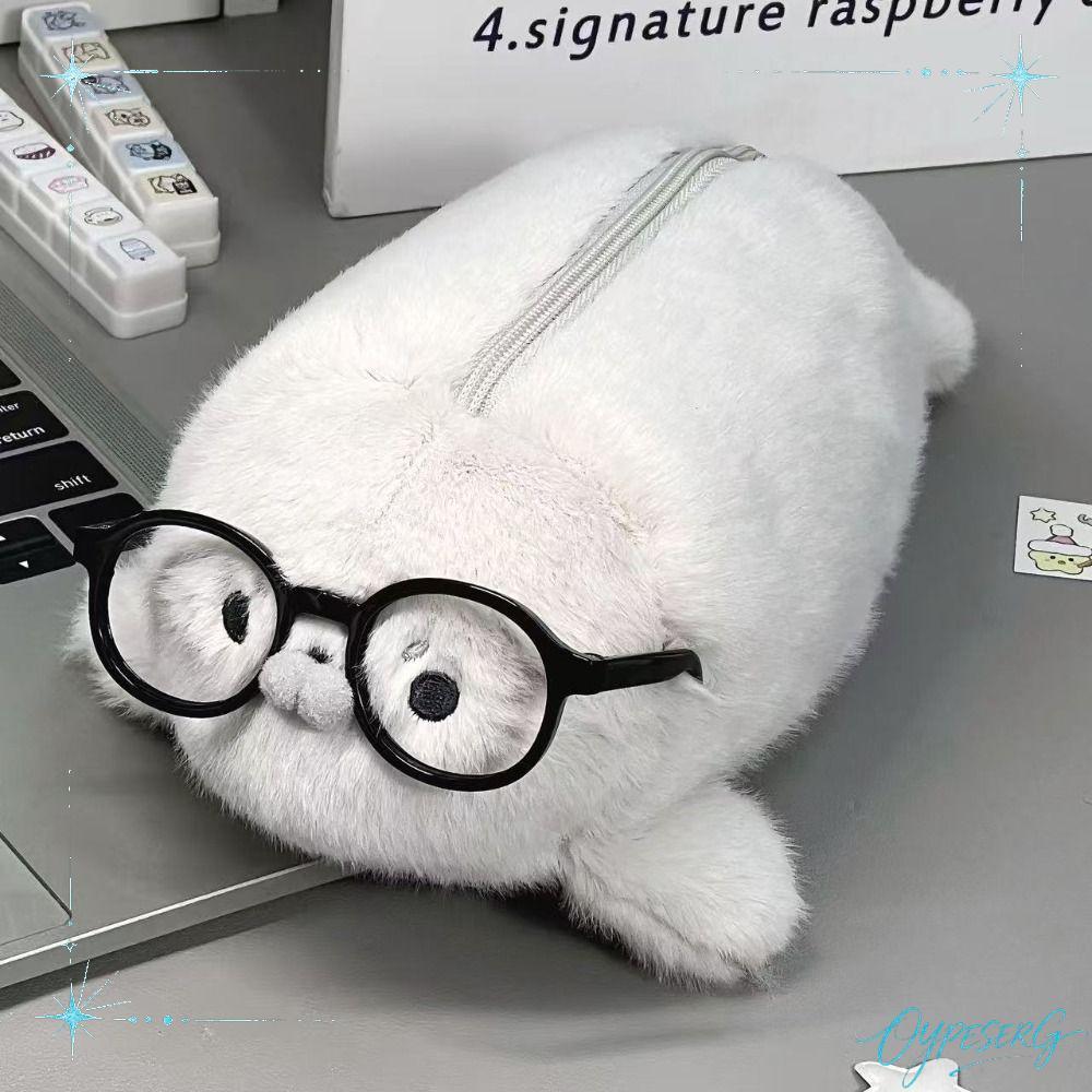 OYPESERG Seal Doll Pencil , High Aesthetic Value Plush Pen Bag, Cute Storage Bag ความจุขนาดใหญ่กระเป๋าเครื่องเขียนของขวัญ