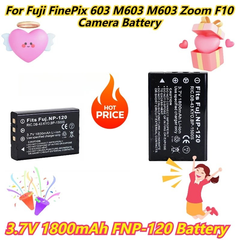 3.7V 1800mAh FNP-120 แบตเตอรี่สําหรับ Fuji FinePix 603 M603 M603 ซูม F10 แบตเตอรี่กล้อง