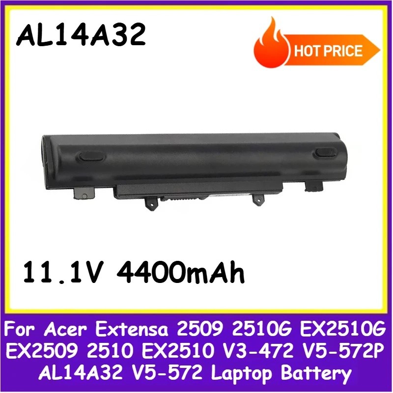 11.1V 4400mAh AL14A32 แบตเตอรี่แล็ปท็อปสําหรับ Acer Extensa 2509 2510G EX2510G EX2509 2510 EX2510 V3