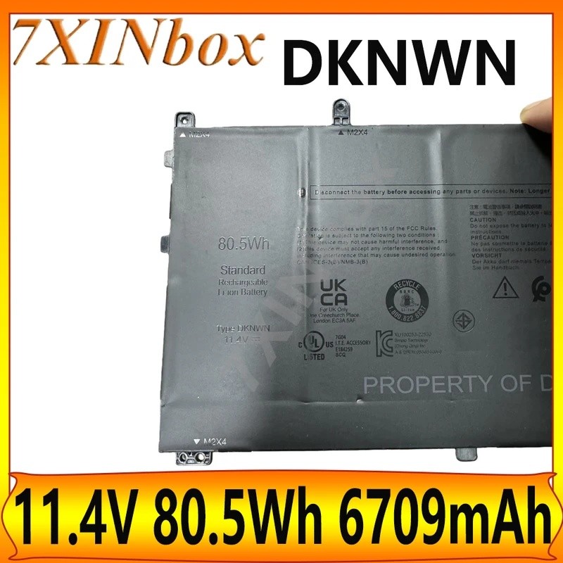 7XINbox ยี่ห้อใหม่ DKNWN VG661 V4N84 11.4V 80.5Wh 6709mAh แบตเตอรี่แล็ปท็อปสําหรับ Dell Alienware X1