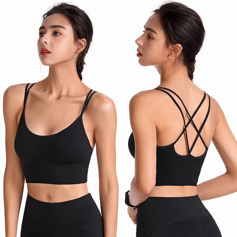 sport bar ผู้หญิง sport bra Cross Strap Beautiful Back Quick-Drying Training Sports Bra