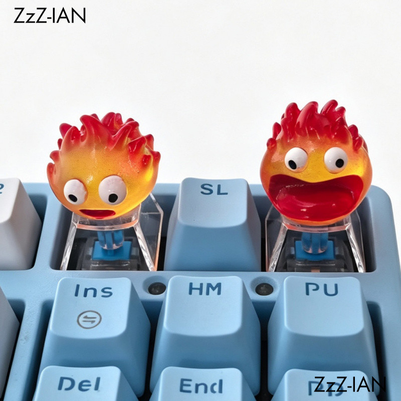 3D โปร่งใส Keycap เปลวไฟคีย์บอร์ดปุ่มตุ๊กตา ESC โปร่งแสง