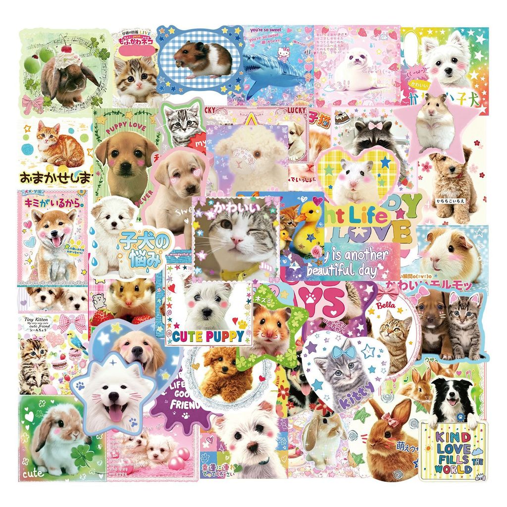 Kawaii Pets Daily . สติ๊กเกอร์คําญี่ปุ่นรักษา 50 ชิ้น/เซ็ตกันน้ํา DIY Fashion Decals สติ๊กเกอร์ Doodle