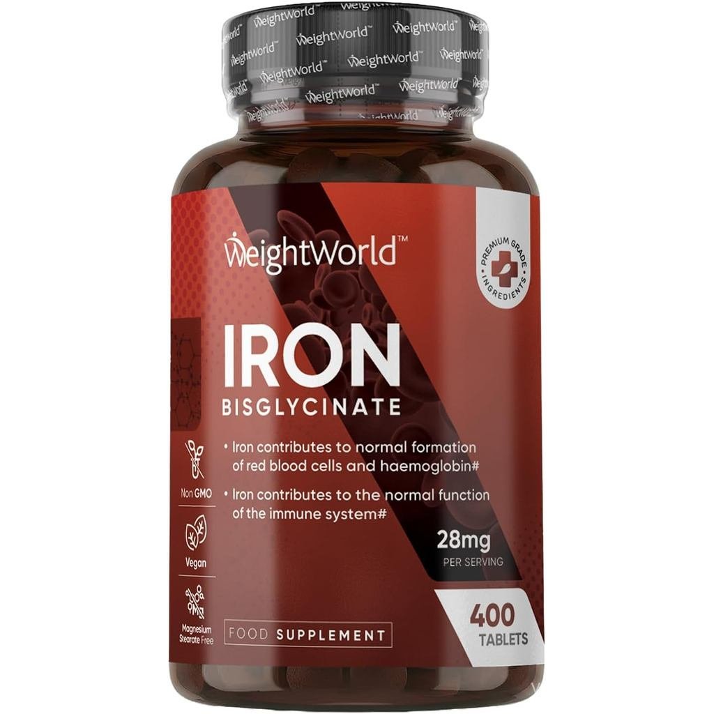 Iron s for Women & Men 28mg 400 เม็ด (6+ เดือน ply) ly Biomailable Ferrous Bisglycinate Form NonGMO 
