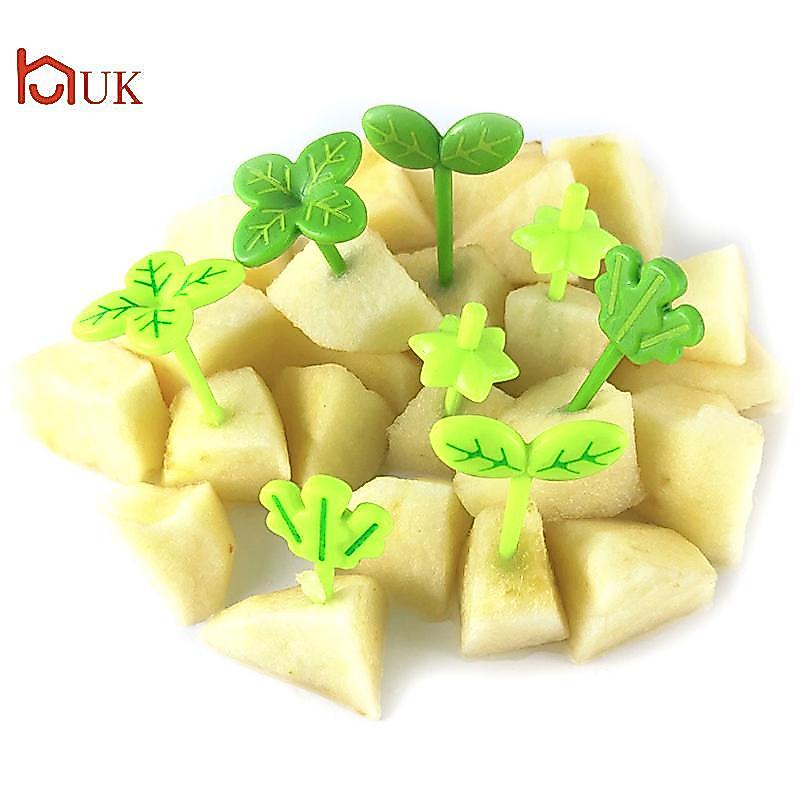 UK 8 ชิ้น/เซ็ตส้อมผลไม้ Toothpi ใบตกแต่งกล่องอาหารกลางวัน Bento อุปกรณ์เสริม TH