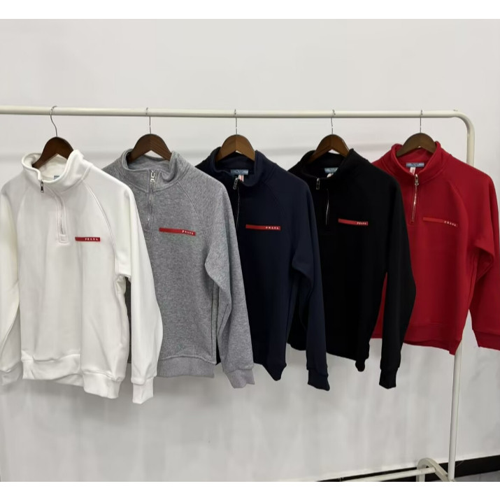 [L-5XL] Fashion PRADA Lapel Jacket เสื้อสเวตเตอร์ผ้าฝ้ายคุณภาพสูงกีฬาลําลองเสื้อแจ็คเก็ตผู้ชาย