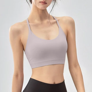 【Sportsangel】เสื้อชั้นในสปอร์ตบรา ทรงสามเหลี่ยม เซ็กซี่ สีนู้ด สําหรับเล่นโยคะ กีฬา