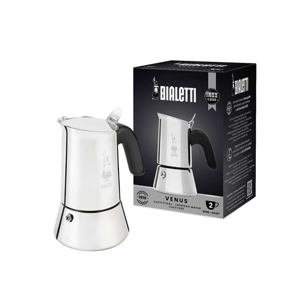 【Direct From Japan】Bialetti Venus 2 Cup Stainless Steel Moka Pot Silver