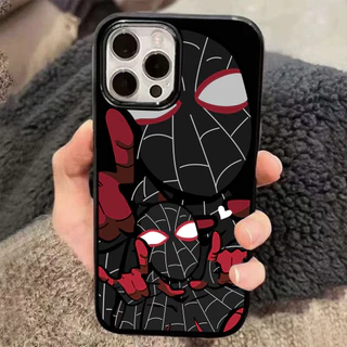 เคสไอโฟน 13 15 11 17 16 12 14 ProMax ลายสไปเดอร์แมนสีดำแดง 7 8Plus XR X XS Max