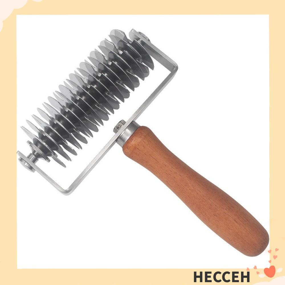 HECCEH Lattice Pastry Cutter, Time-Saver Wood Handle Pastry Lattice Roller Cutter, ทนทาน Non-stick ส