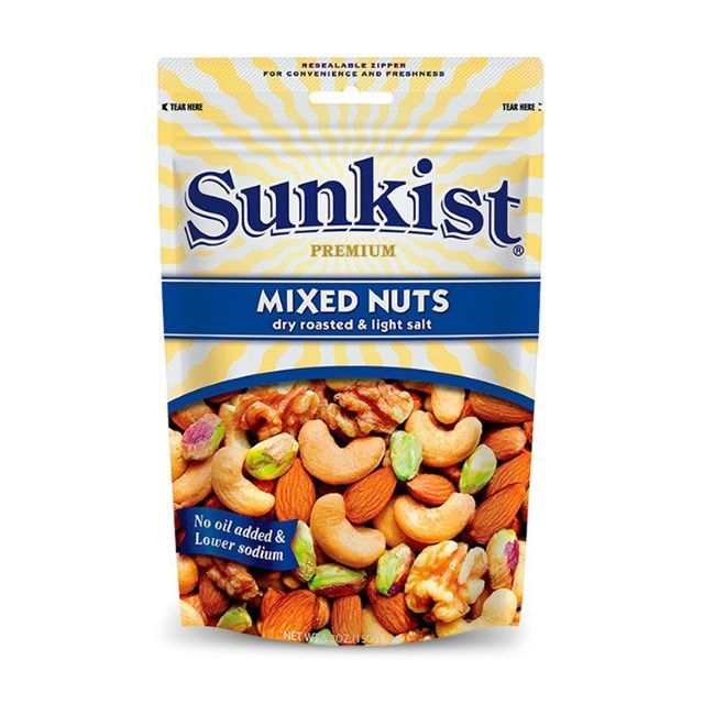 ซันคิสท์ ถั่วรวมอบเกลือรสเค็มน้อย Sunkist Mixed Nuts Dry Light Salt 150g.