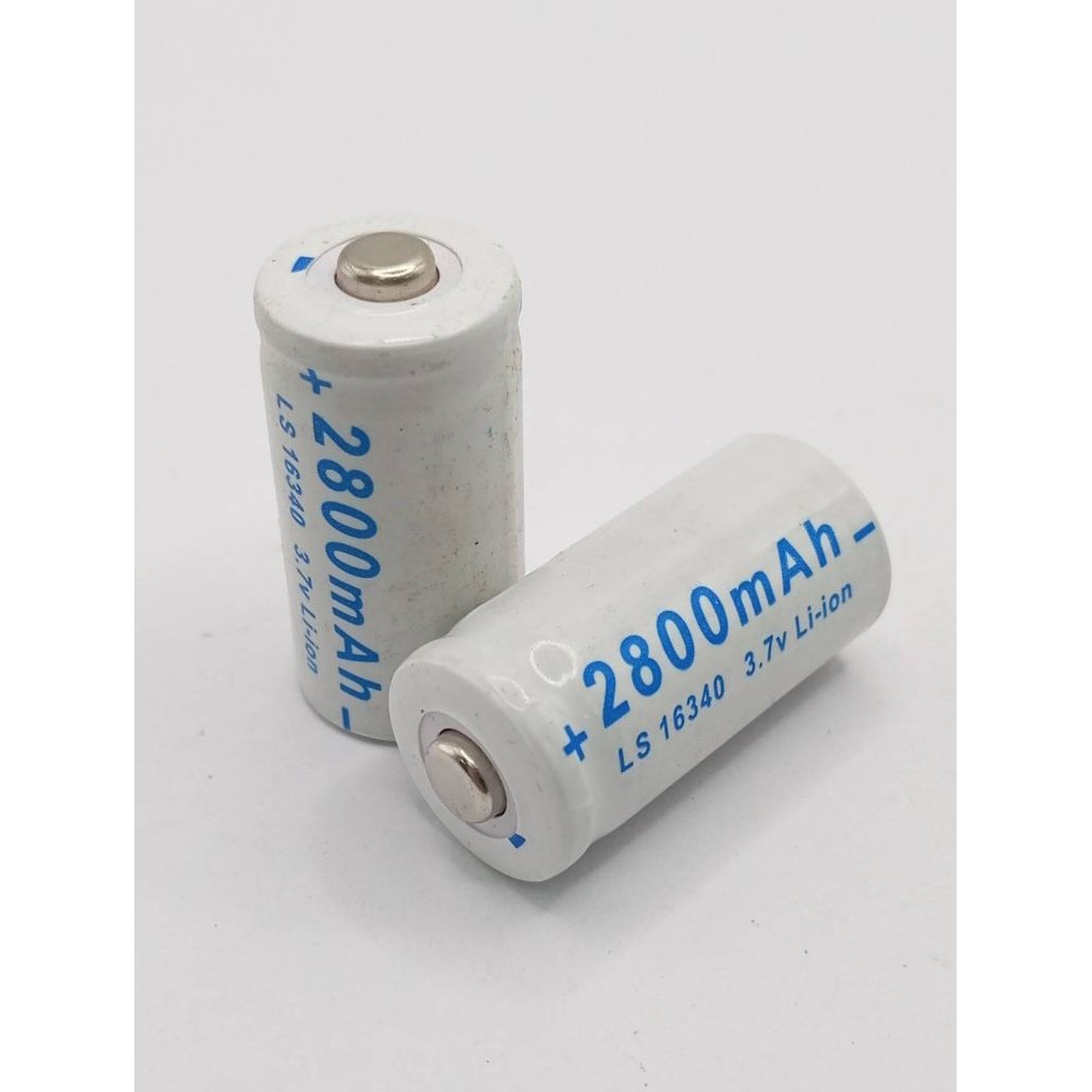 Li-Ion 16340 แบตเตอรี่ 3.7V 2800mAh Lithium Li-ion 16340 Battery CR123A