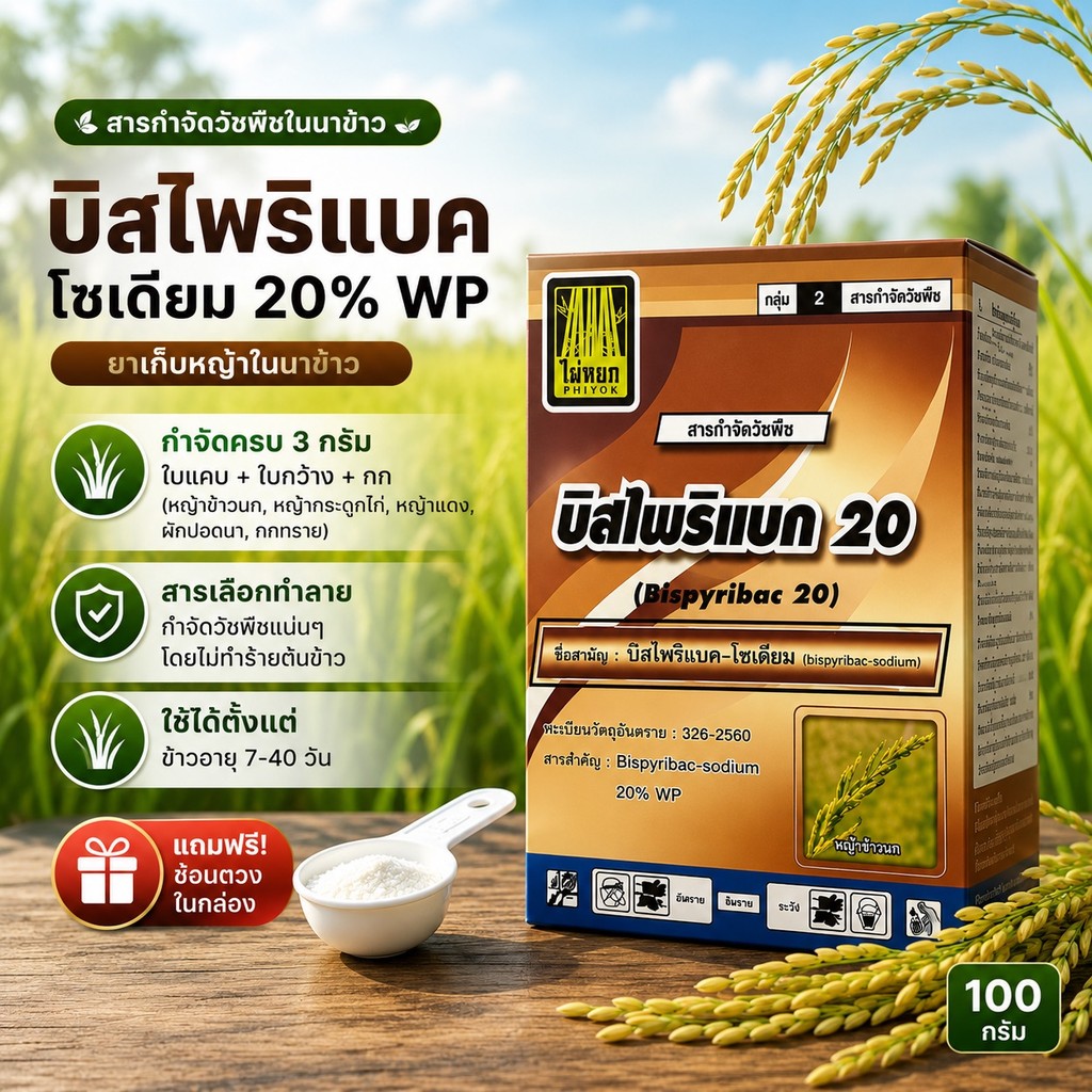 บิสไพริแบค-โซเดียม 20% WP ขนาด 100 กรัม กำจัดหญ้ากระดูกไก่ ผักปอดนา เทียนนา