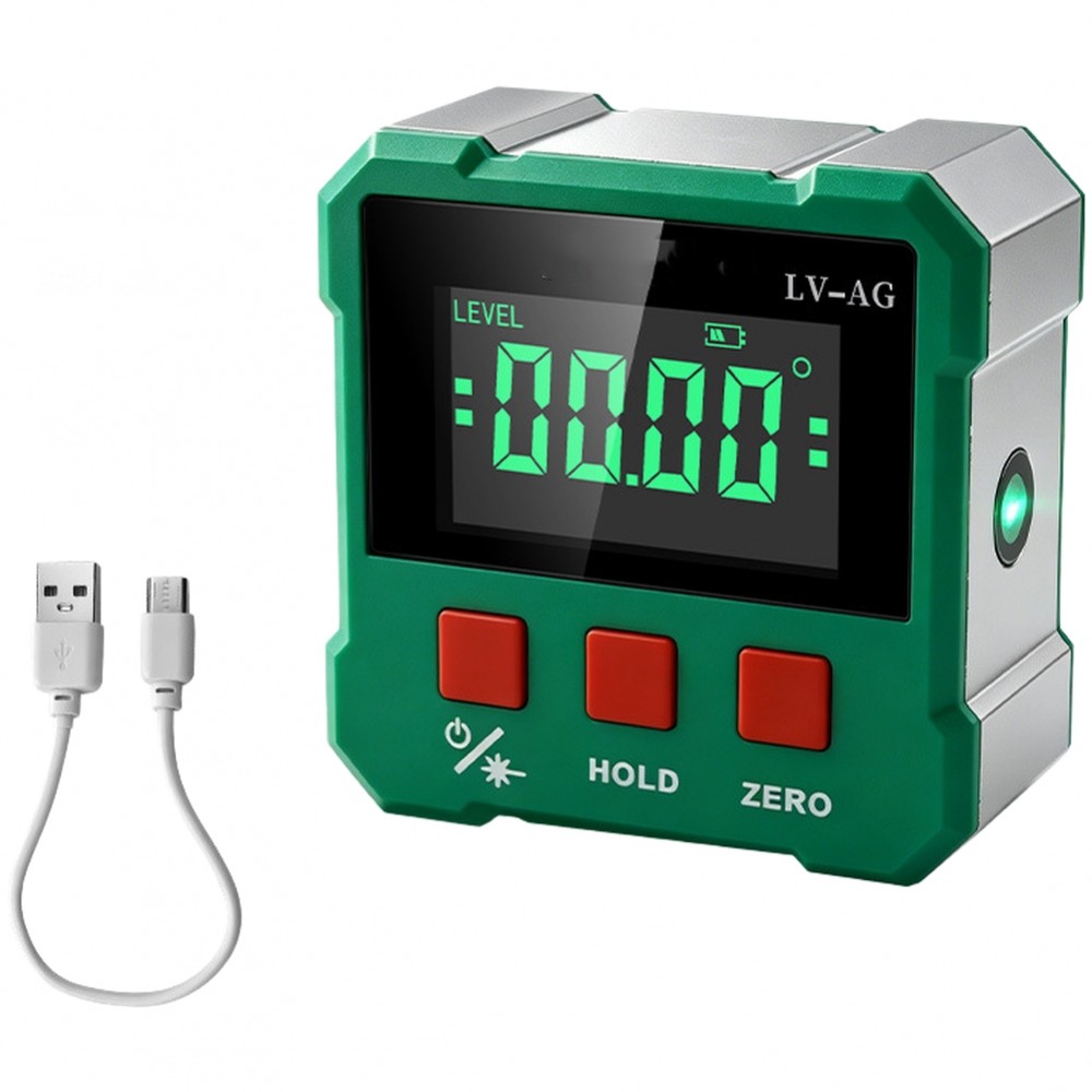 Compact 65x32x65mm Magnetic Inclinometer USB-C ชาร์จแบตเตอรี่ลิเธียมในตัว