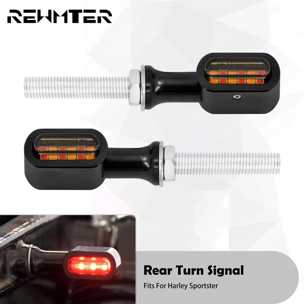 b2xMotorcycle MINI ด้านหลัง E Mark ไฟเลี้ยว LED สีแดงวิ่งเบรคสําหรับ Harley Softail Touring Sportste