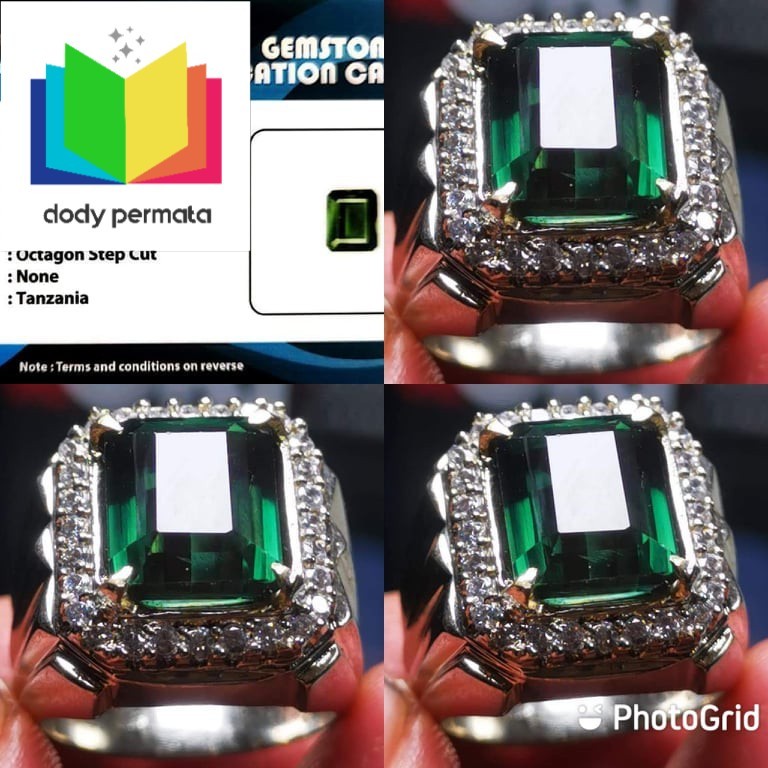 Natural Green Vivid Tourmaline Top Luster Chusion Green Luster + Memo SGR Lab