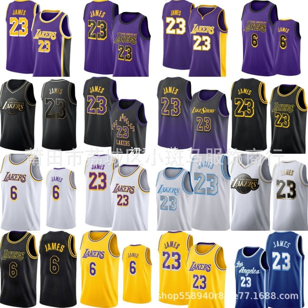 จัดส่งในวันเดียวกัน!!เสื้อ Lakers Lakers หมายเลข Lakers 23 เบอร์ 6 เจมส์ เจมส์ ปักบาสเกตบอลย์ชุดบาสเ