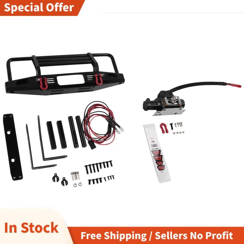 กันชนหน้าโลหะพร้อมระบบรีโมทคอนโทรล Winch สําหรับ 1/10 RC Crawler TRX4 SCX10 & SCX10 II 90046