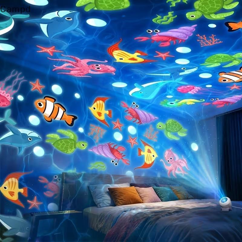 Campd LED Starry Ocean Projection Night Light USB Plug-in หมุนโคมไฟแบบไดนามิกสําหรับหอพักวิทยาลัยของขวัญนักเรียน (TH)