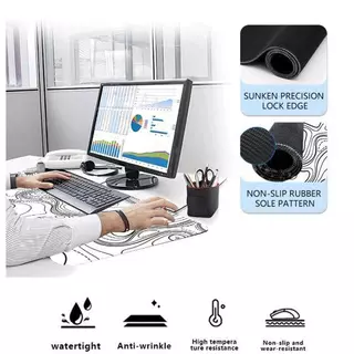 ERORO แผ่นรองโต๊ะคอม เมาส์ หลายขนาด สีขาว/ดำ แผ่นรองโต๊ะเกมมิ่ง สไตล์มินิมอล computer desk pad