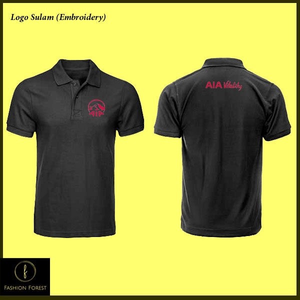 Baju โลโก้ Sulam Polo Classic T เสื้อโลโก้ AIA Vitality เย็บปักถักร้อยสําหรับชายและ WOMRN แขนสั้น CO