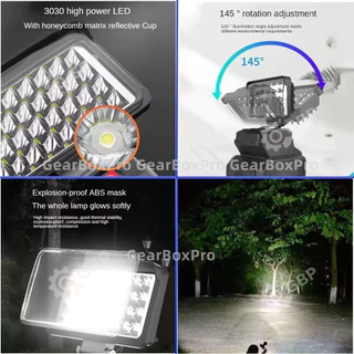โคมไฟ LED 8 นิ้ว สปอร์ตไลท์พกพา ไฟฉายแรงสูงกลางแจ้ง ใช้กับแบตเตอรี่ Makita พร้อมพอร์ต USB สำหรับแคมป์และตกปลา