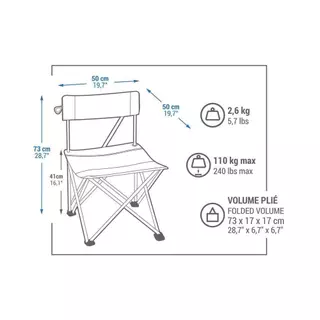 Decathlon Folding Camping Chair เก้าอี้พับสำหรับการตั้งแคมป์ รุ่น Basic - Blue