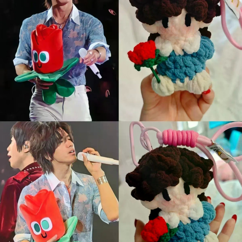 ร้อน-ขาย [ยัน เฉิงซู] แฮนด์เมดโครเชต์ตุ๊กตากระเป๋าเสน่ห์จี้ดาราสินค้าที่กําหนดเองรุ่นขนาดใหญ่ตุ๊กตาสีแดงกุหลาบช่อเหตุการณ์