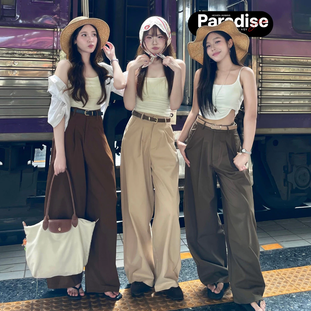 Paradise | XS-2XL - Office Look Barrel Suit | กางเกงผ้าซูททรงบาเรล ขากว้าง เอวสูง ทรงสวย ใส่สบาย เหมาะสำหรับใส่ทำงาน