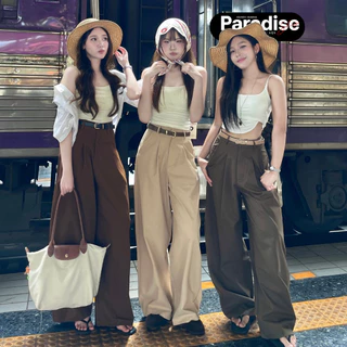 Paradise | XS-2XL - Office Look Barrel Suit | กางเกงผ้าซูททรงบาเรล ขากว้าง เอวสูง ทรงสวย ใส่สบาย เหมาะสำหรับใส่ทำงาน
