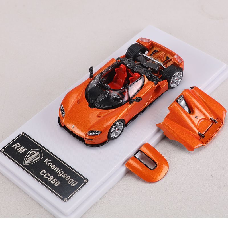 RM 1/64 Koenigsegg CC850 สีส้มสีฟ้ารถDiecastรุ่นของเล่นของขวัญวันเกิด