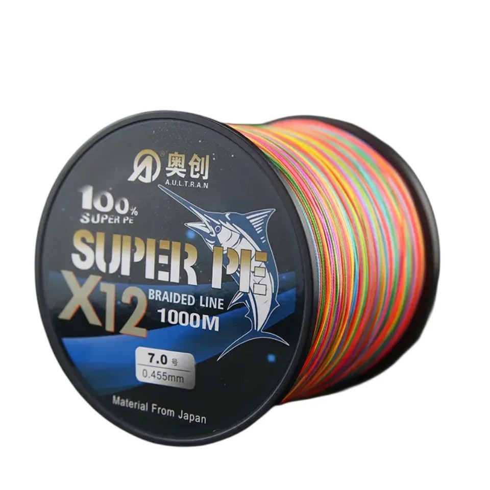 2W37 ใหม่ OEM 0.8 #-10 # 300 M 500 M 1000 M สีสัน 12 Strand PE Super Strong Multilament ลวดถักสายตกป