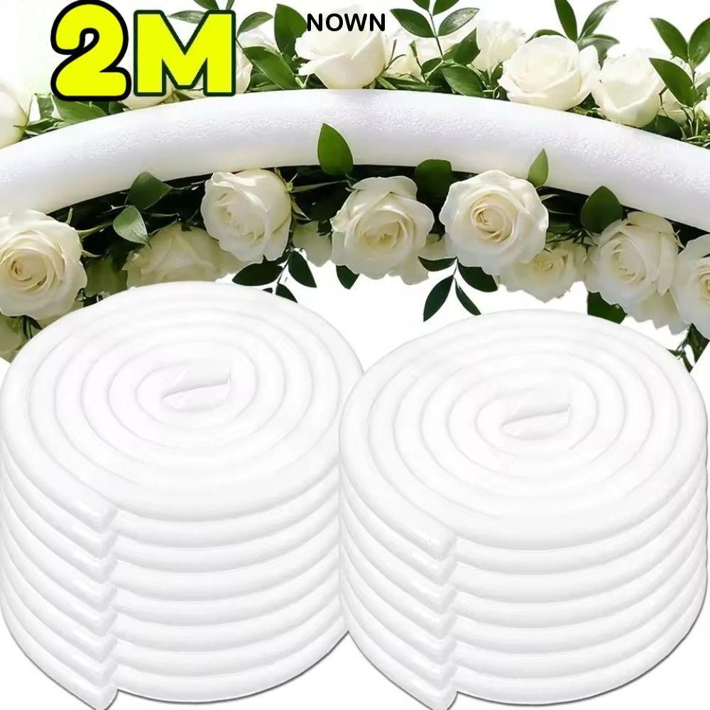 NOWN แท่งโฟมดอกไม้, Reusable ยืดหยุ่นดอกไม้, 2M พับ EPE Pearl Cotton ทรงกระบอกโฟม Rod งานแต่งงาน Arch Decor