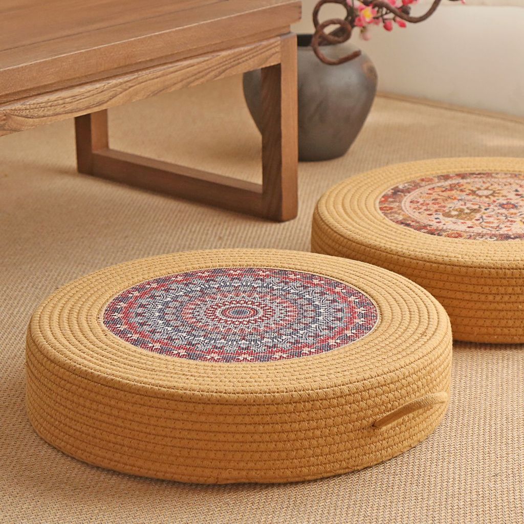 เชือกฝ้ายหนา Futon Pier สไตล์ญี่ปุ่นในครัวเรือน Bay เบาะหน้าต่างสมาธิสมาธิ Tatami Ground Futon เบาะ